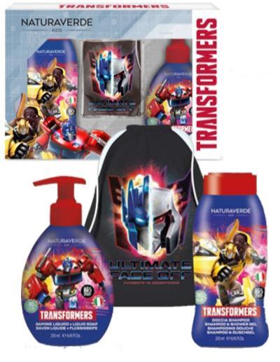 transformers confezione regalo con sacca e prodotti da bagno